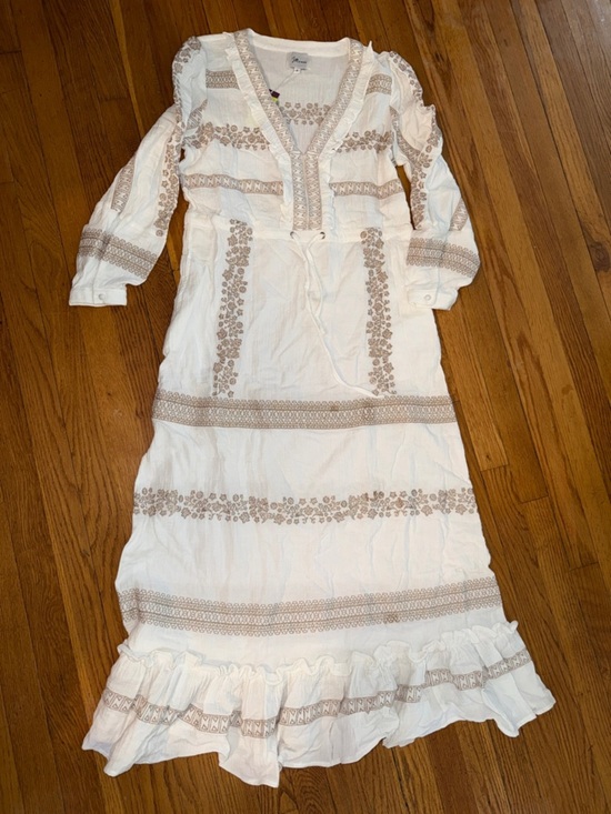 Joflower Dresses & Skirts - NWT JoFLOWER boutique bohemian cottagecore cream embroidered gold floral maxi S